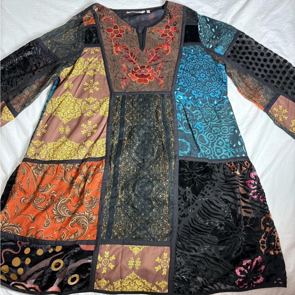 Soft Surroundings Vibrant Patchwork Sequin Dress - image 4